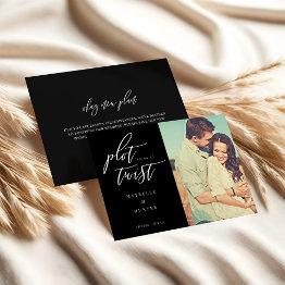 Small Plot Twist Modern Minimal Calligraphy & Photo Save The Date Front View