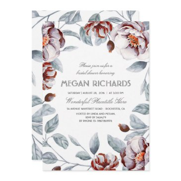 plum purple and eggplant floral bridal shower invitation