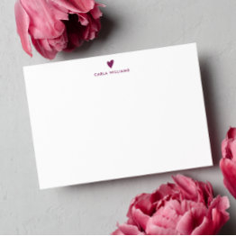 Small Plum Purple Doodle Heart Formal Classic Family Note Invitations Front View