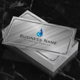 Small Plumbing Faux Metallic Pipes Pro Repair Service Business Invitations Front View