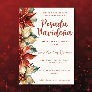poinsettia festive mexican posada navideña invitation