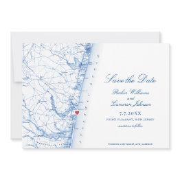 Small Point Pleasant New Jersey Map Elegant Script Save The Date Front View