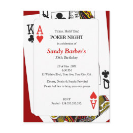 Small Poker Night - Texas Hold 'em Party Invitation Front View