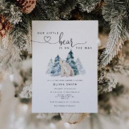 Small Polar Bear Baby Shower Invitation Front View