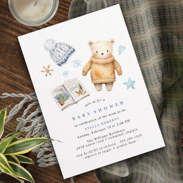 polar bear | simple cute cozy winter baby shower invitation