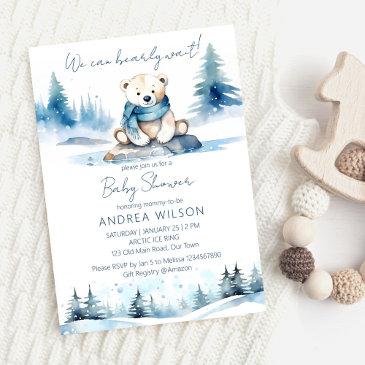 polar bear winter bearly wait baby shower invitation