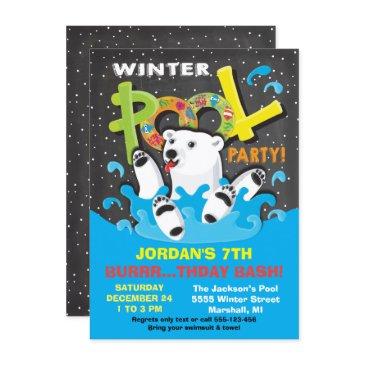 polar bear winter pool party plunge invitation