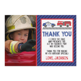 Small Police And Fire Thank You Invitations With Photo Front View