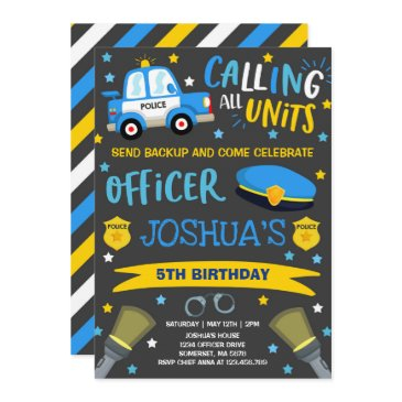 police birthday invitation police officer party