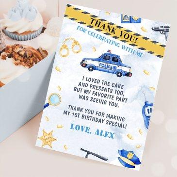 police boy birthday party thank you invitations