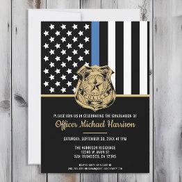 Small Police Graduation Law Enforcement Academy Invitation Front View