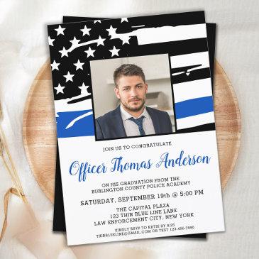 police graduation officer photo thin blue line invitation