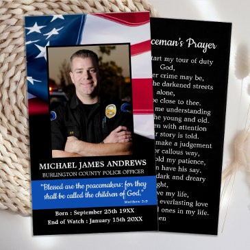 police officer funeral prayer invitations law enforcement