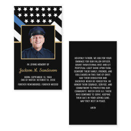 Small Police Officer Memorial Photo Prayer Invitations Front View