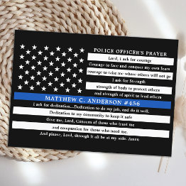 Small Police Officers Prayer Personalized Thin Blue Line Thank You Invitations Front View