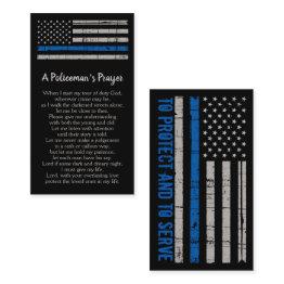 Small Policeman's Prayer Thin Blue Line Police Officer Business Invitations Front View