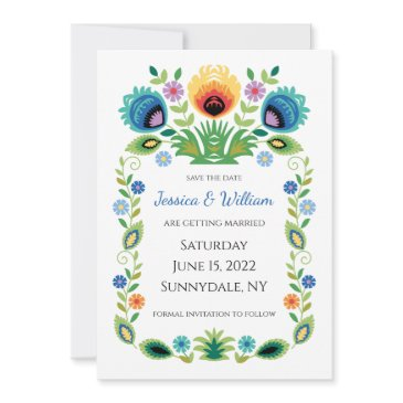 polish folk flowers lavender and yellow save the date