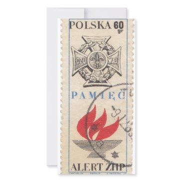 polish vintage postage stamp thank you invitations