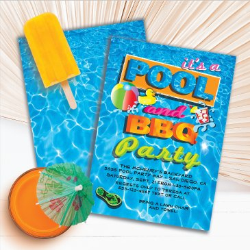 pool and bbq party invitations