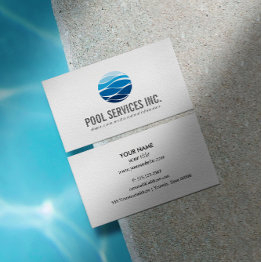 Small Pool Cleaning Repairing Services Logo Professional Business Invitations Front View