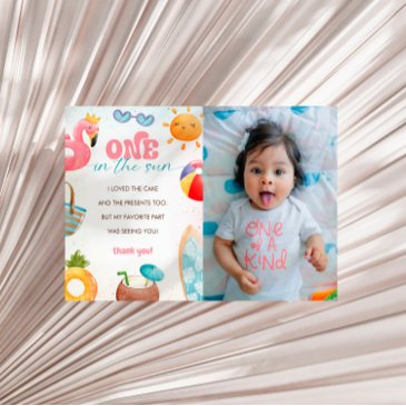 pool party 1st birthday party photo thank you invitations