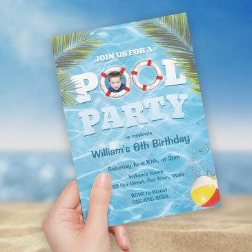 pool party invitation - kids custom photo upload