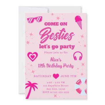 pool party malibu pink doll beach birthday invitation