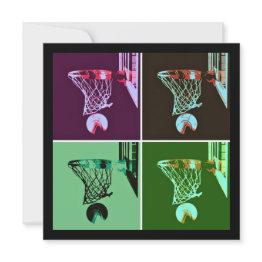 Small Pop Art Basketball Invitation Front View