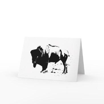pop art black & white buffalo silhouette holiday invitations
