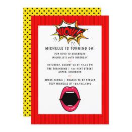 Small Pop Art Comic Birthday Party Invitation Front View