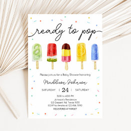 Small Popsicle Baby Shower Invitation Front View