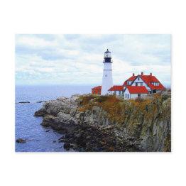 Small Portland Head Light House, Maine, Postinvitations Front View