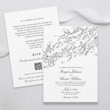 portland maine all-in-one qr code rsvp wedding invitation