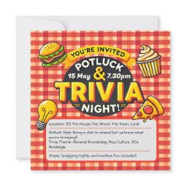 Small Potluck And Trivia Night Invite Byo Pot Luck Front View
