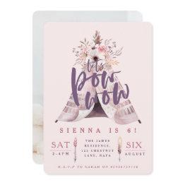 Small Pow Wow Teepee Birthday Party Photo Invite Front View