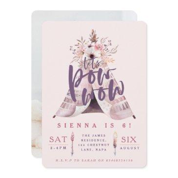 pow wow teepee birthday party photo invite