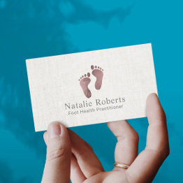 Small Practitioner Rose Gold Foot Care Elegant Linen Business Invitations Front View