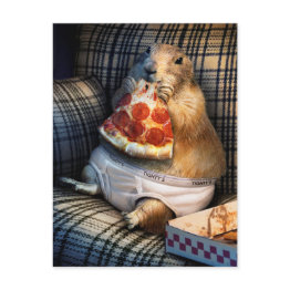 Small Prairie Dog Eating Pizza Invitation Postinvitations Front View