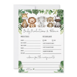 Small Predictions & Advice Jungle Baby Shower Game Invitations Front View