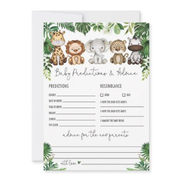 predictions & advice jungle baby shower game invitations