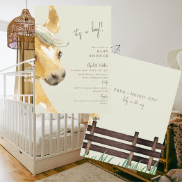 Small Preg-neigh-ent Horse It's A Boy Baby Shower Invitation Front View