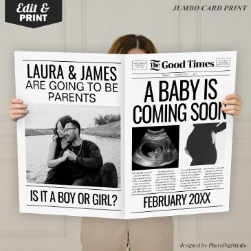 pregnancy announcement newspaper photo prop invitations
