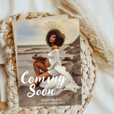 pregnancy photo announcement | minimal coming soon