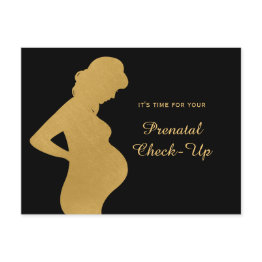 Small Prenatal Visit Checkup Gold Pregnancy Appointment Postinvitations Front View
