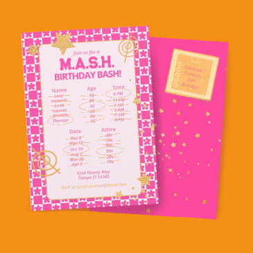 preppy 90s throwback birthday party invitation