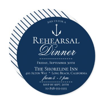 preppy chic nautical navy rehearsal dinner invitation