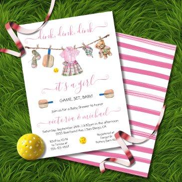 preppy pickleball party dink girl baby shower invitation