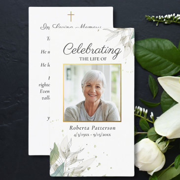 pretty botanicals funeral memorial prayer invitations
