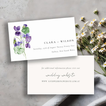 pretty chic violet floral bunch wedding website enclosure invitations