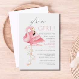 Small Pretty Flamingo Baby Shower Invitation Front View
